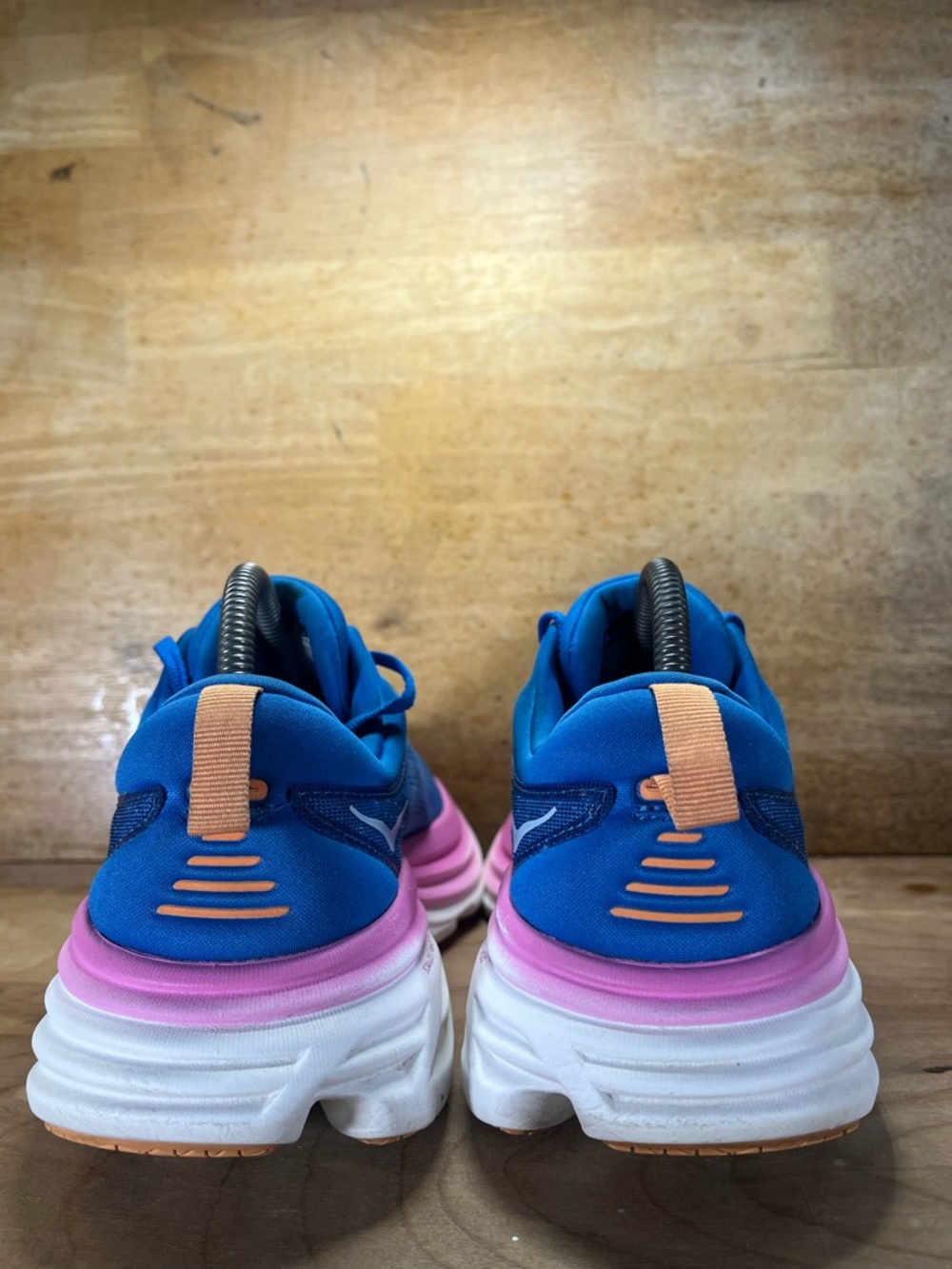 Hoka One One Bondi 8 REFLECTIVE Womens Size 9 Running Shoes Sneakers Blue Pink - Picture 5 of 12